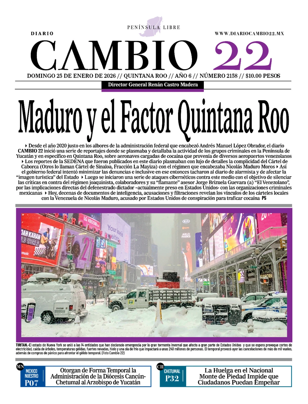 Portada de Diario Cambio 22 (portada)
