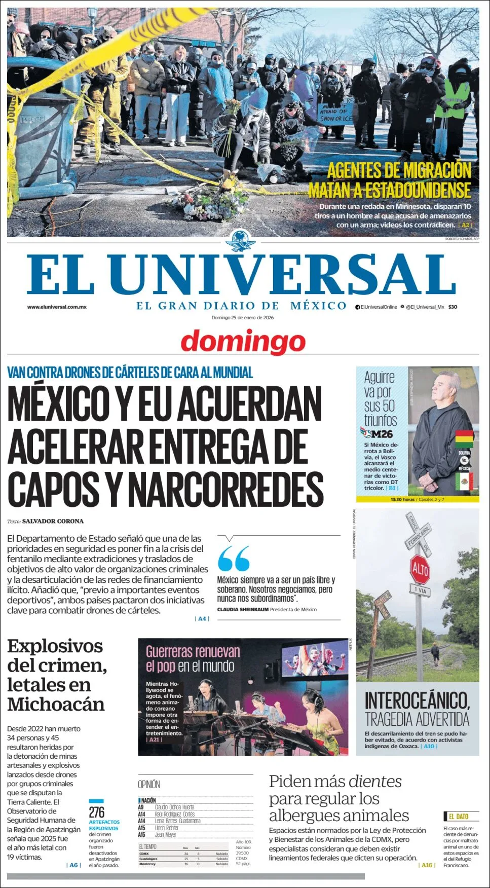 Portada de El Universal