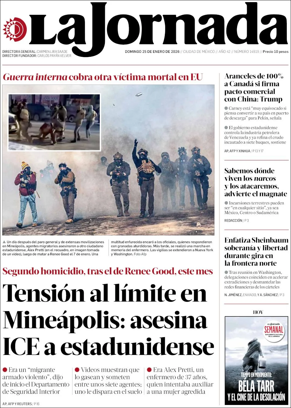 Portada de La Jornada