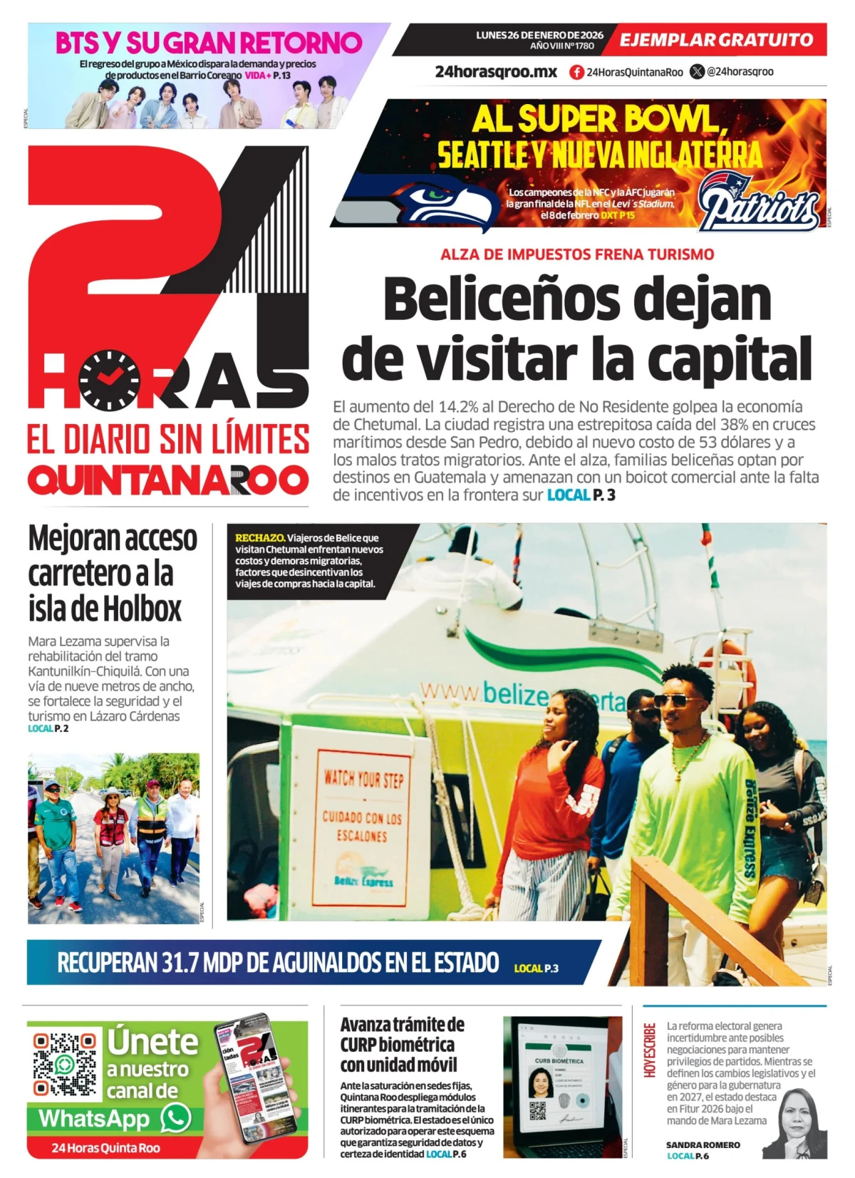 Portada de 24 Horas Quintana Roo