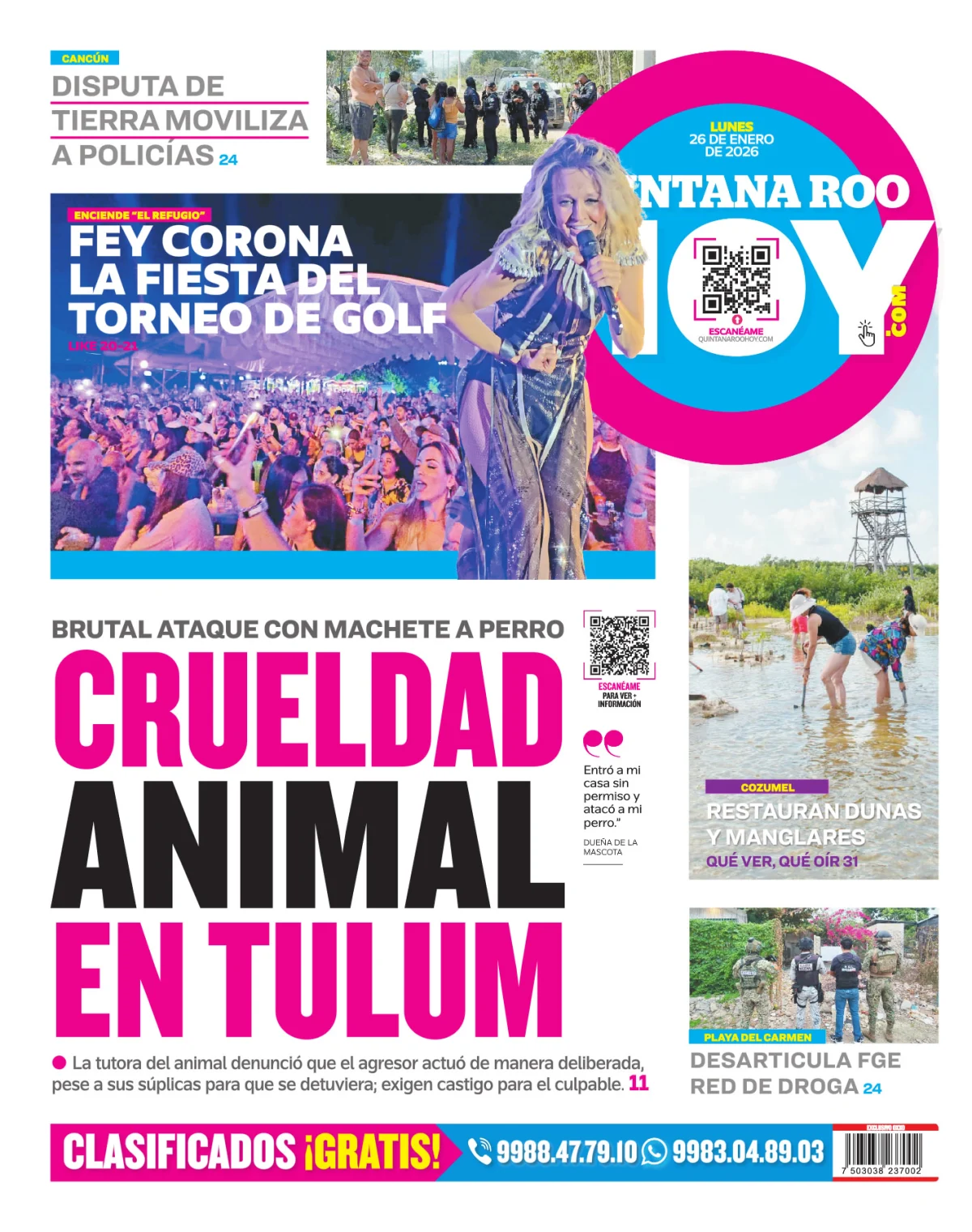 Portada de Quintana Roo Hoy (contraportada)