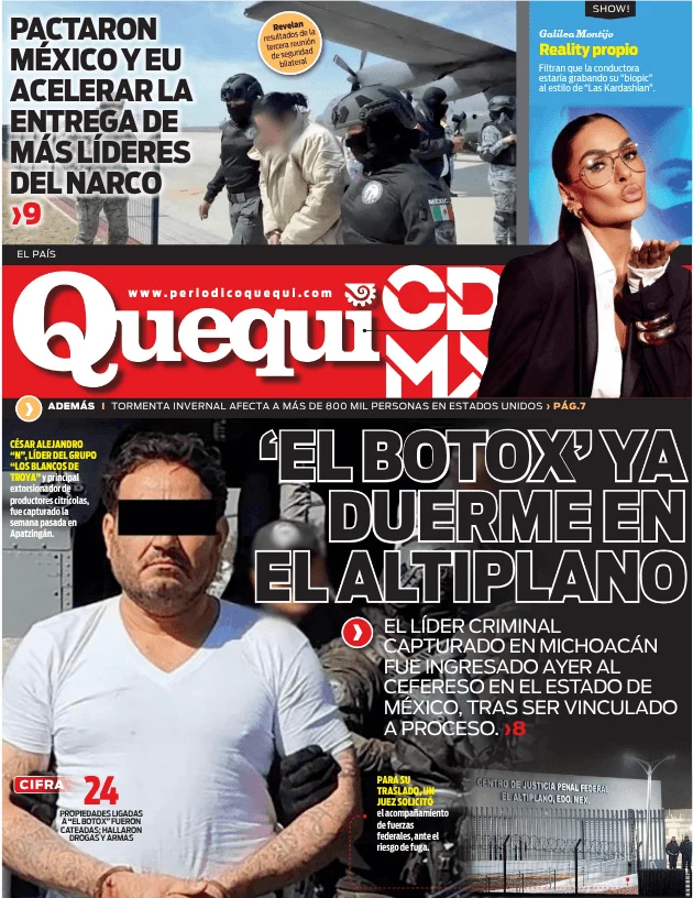 Portada de Quequi CDMX (contraportada) del lunes, 26 de enero de 2026