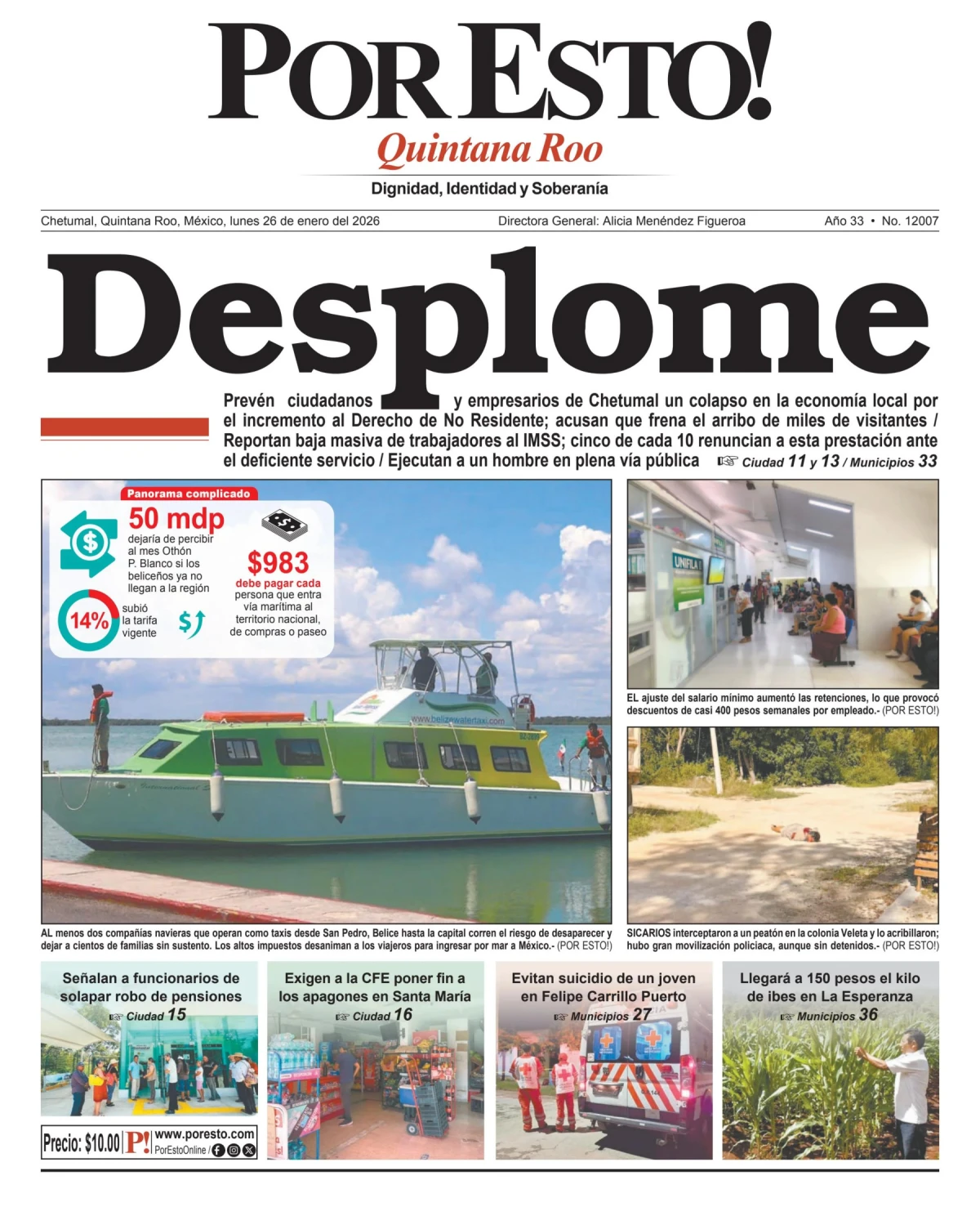 Portada de Por Esto (quintana Roo Chetumal)