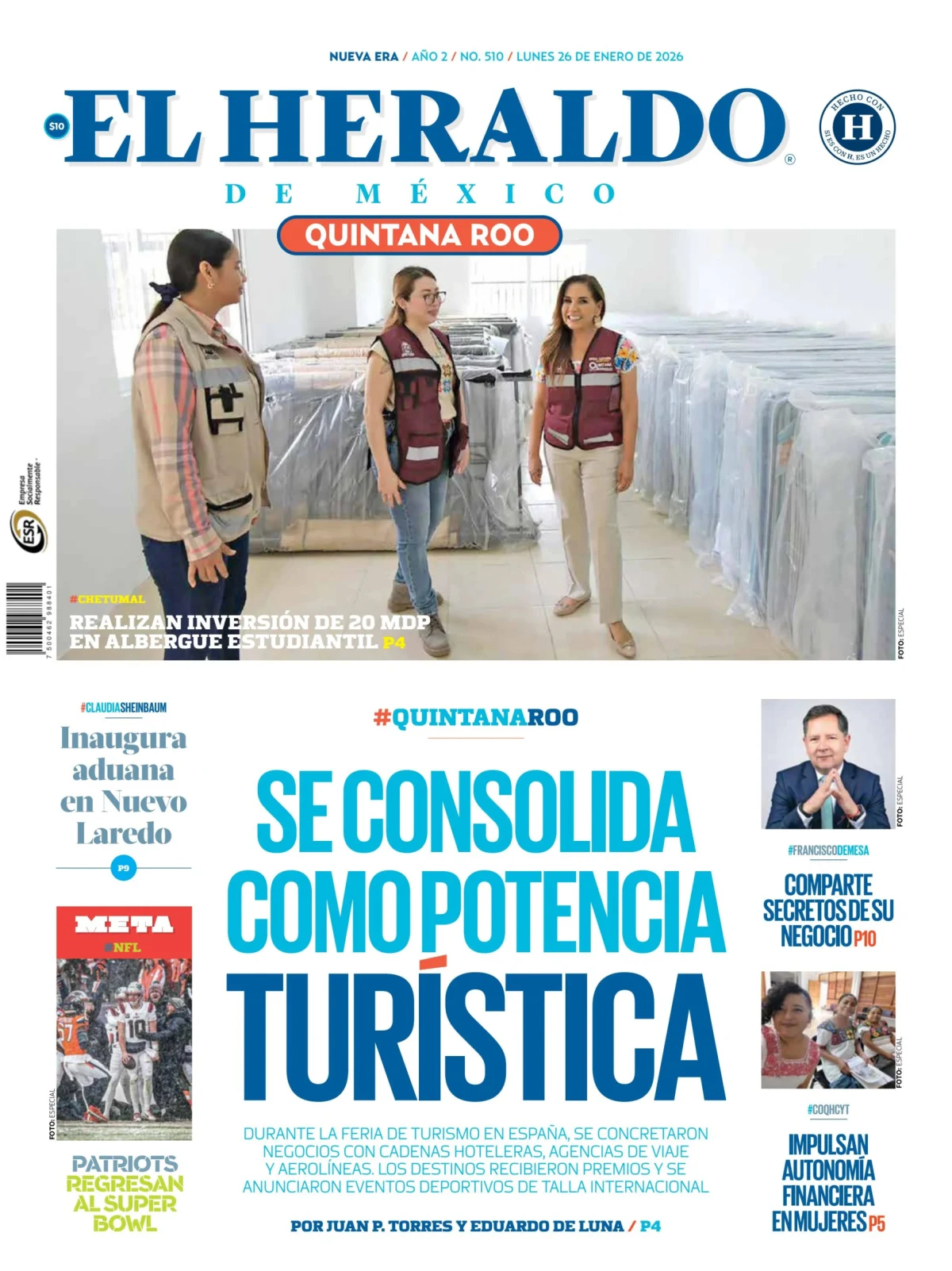 Portada de El Heraldo de Mexico - Quintana Roo