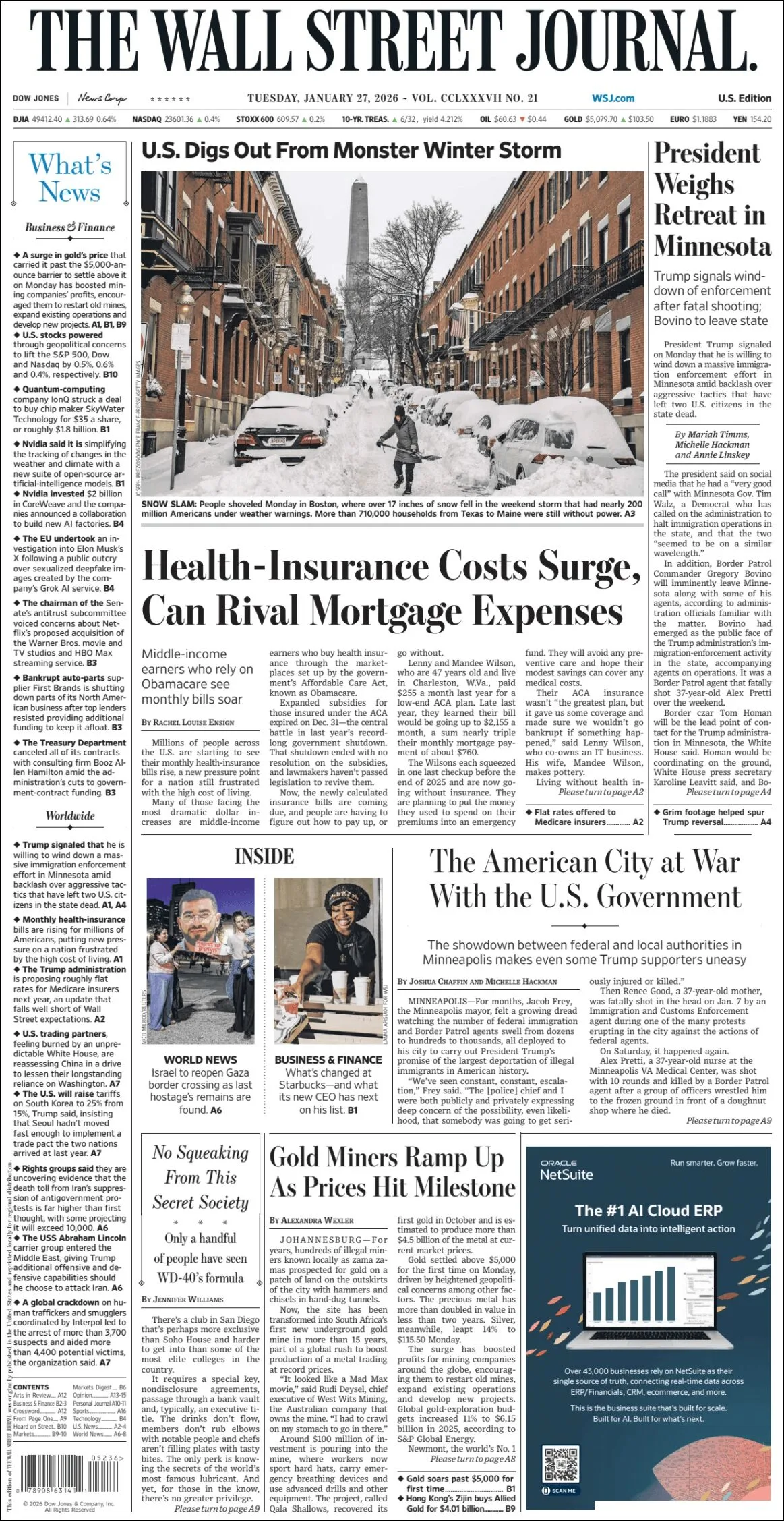Portada de The Wall Street Journal