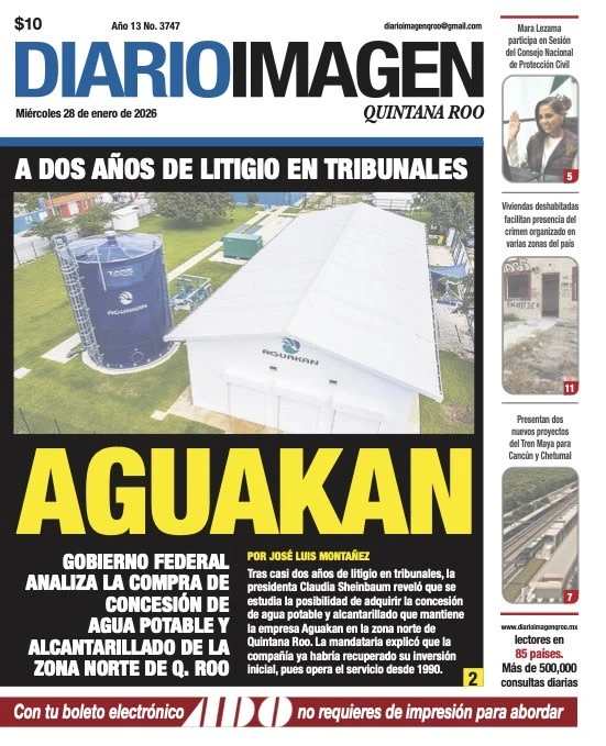 Portada de Diario Imagen Quintana Roo del miércoles, 28 de enero de 2026