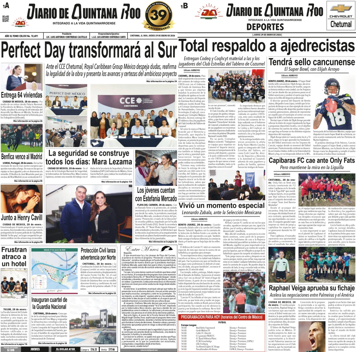 Portada de Diario de Quintana Roo (portada)