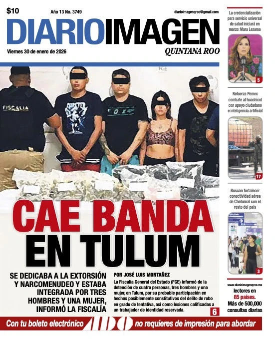 Portada de Diario Imagen Quintana Roo del viernes, 30 de enero de 2026