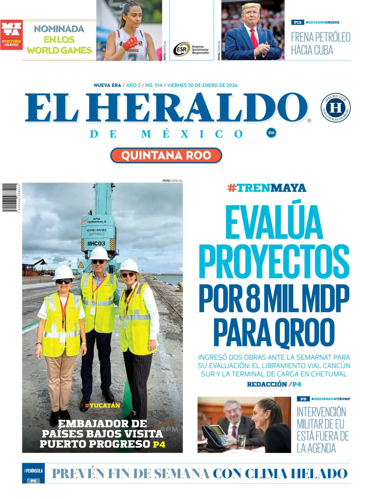 Portada de El Heraldo de Mexico - Quintana Roo