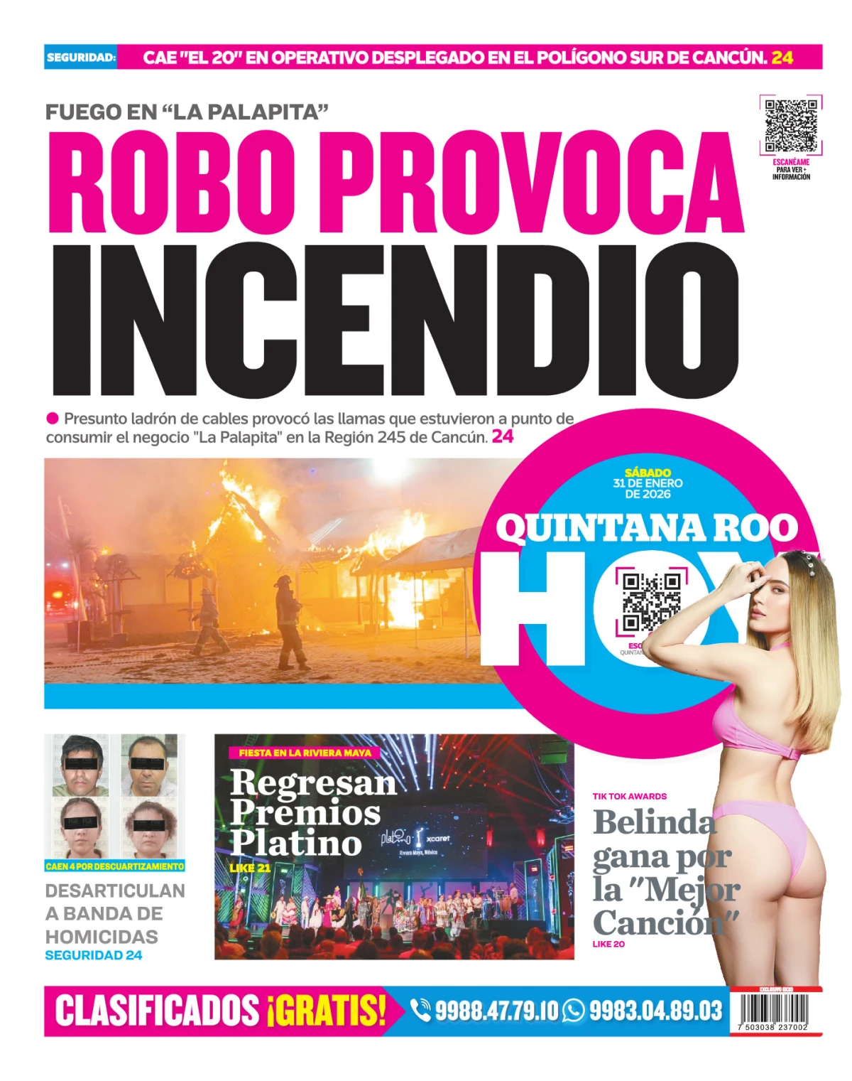 Portada de Quintana Roo Hoy (contraportada)
