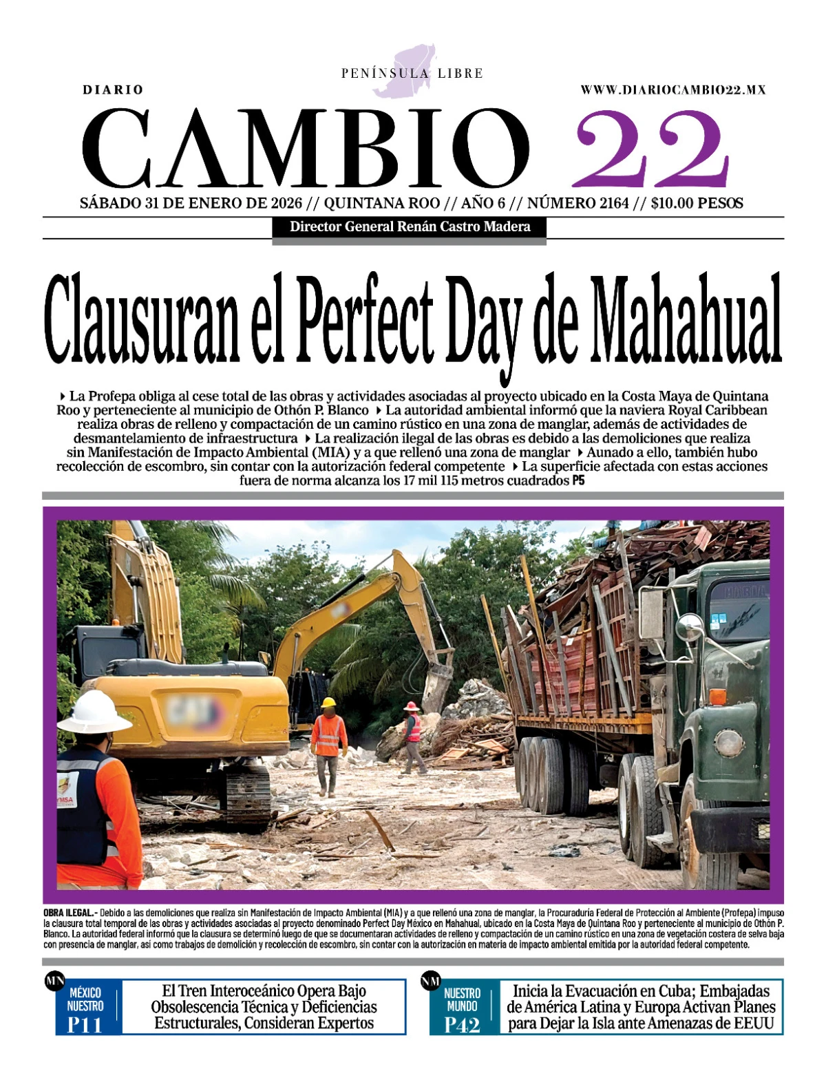 Portada de Diario Cambio 22 (contraportada)