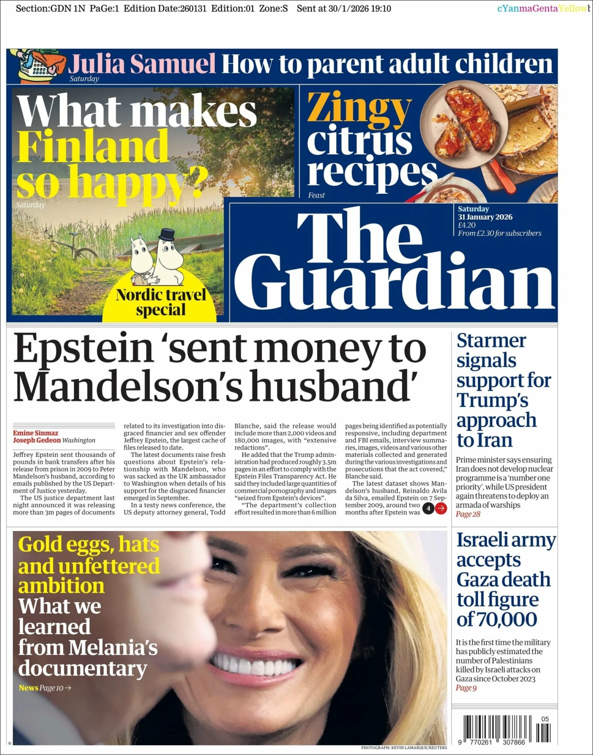Portada de The Guardian (reino Unido)