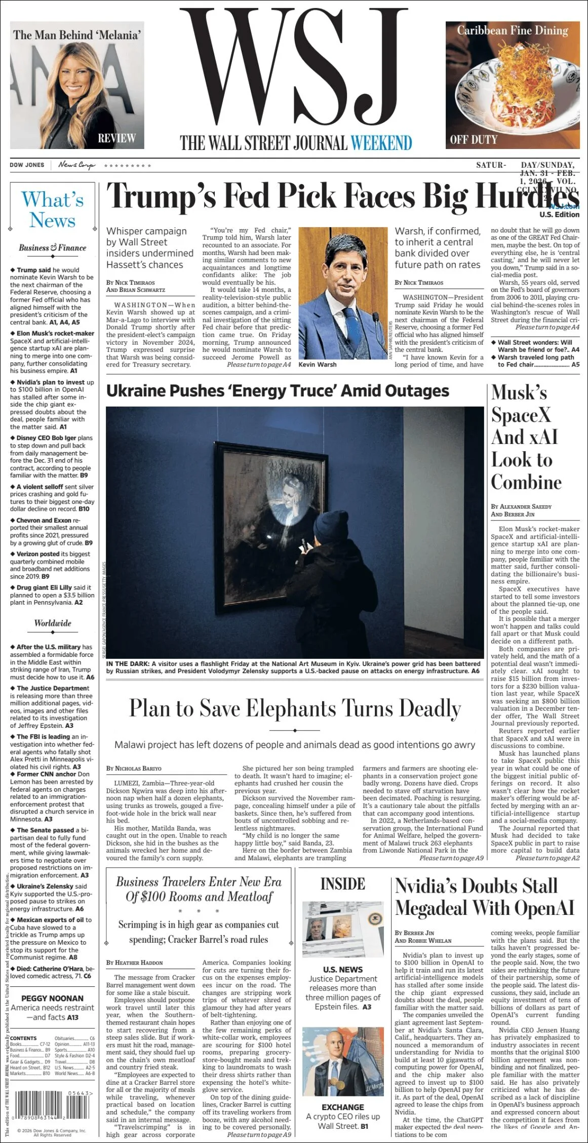 Portada de The Wall Street Journal