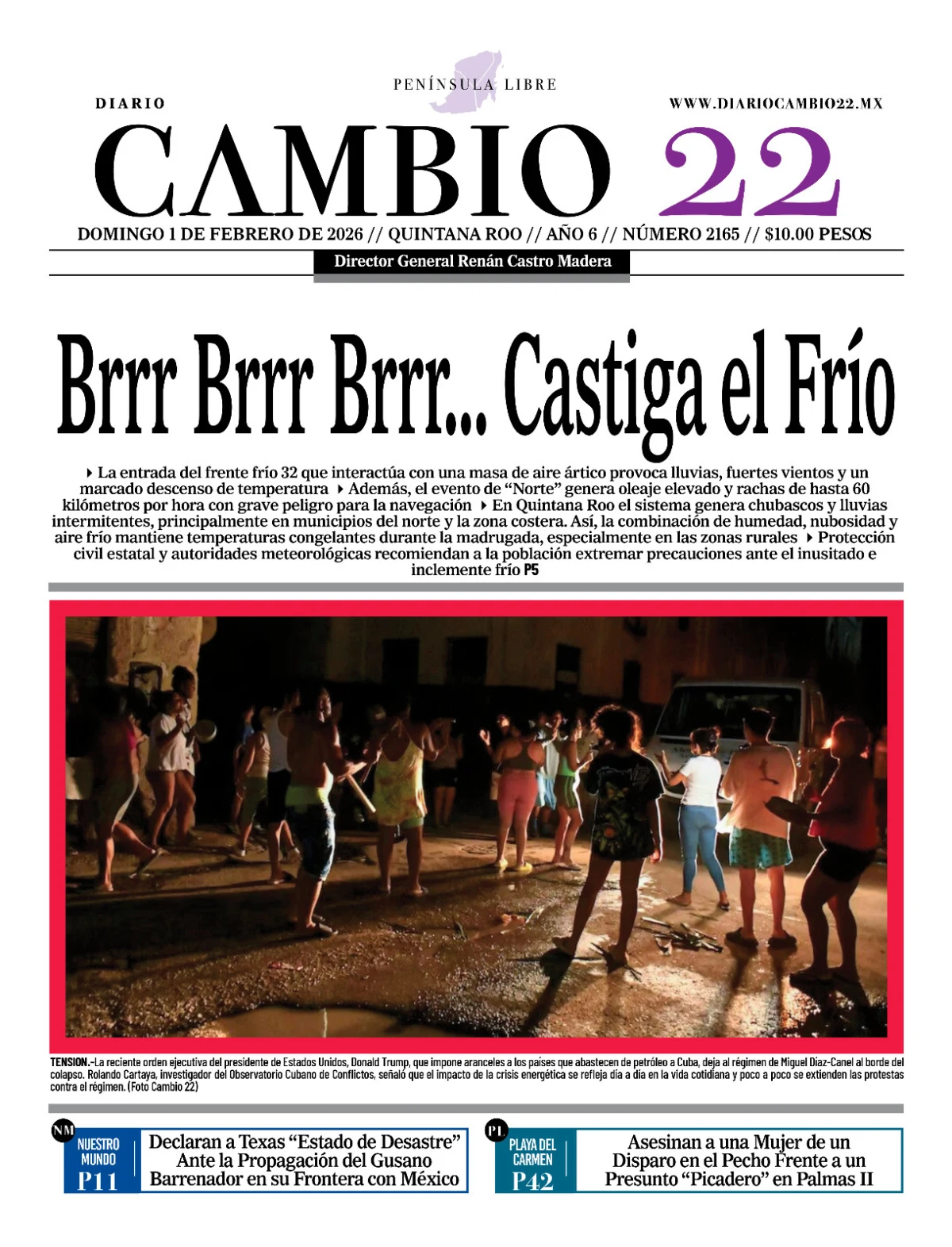 Portada de Diario Cambio 22 (contraportada)
