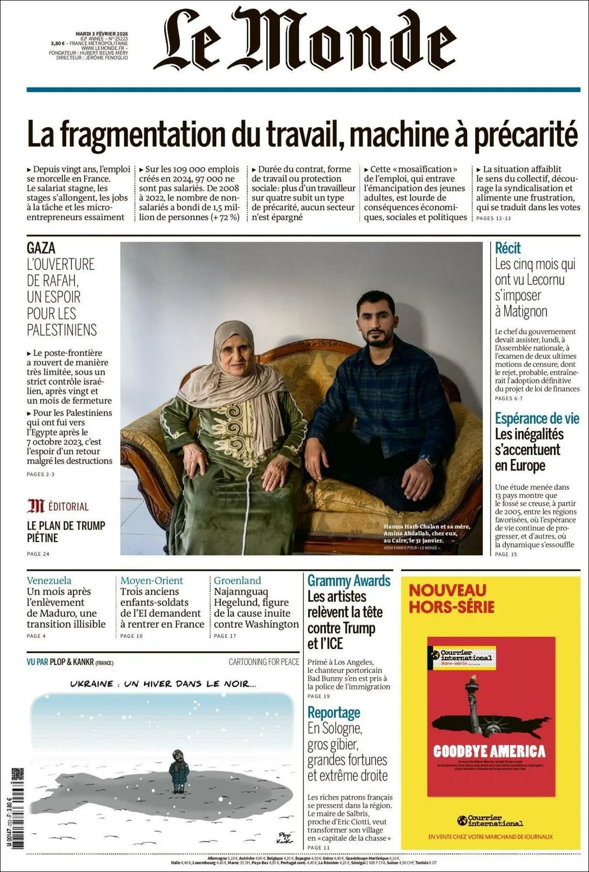 Portada de Le Monde del martes, 3 de febrero de 2026