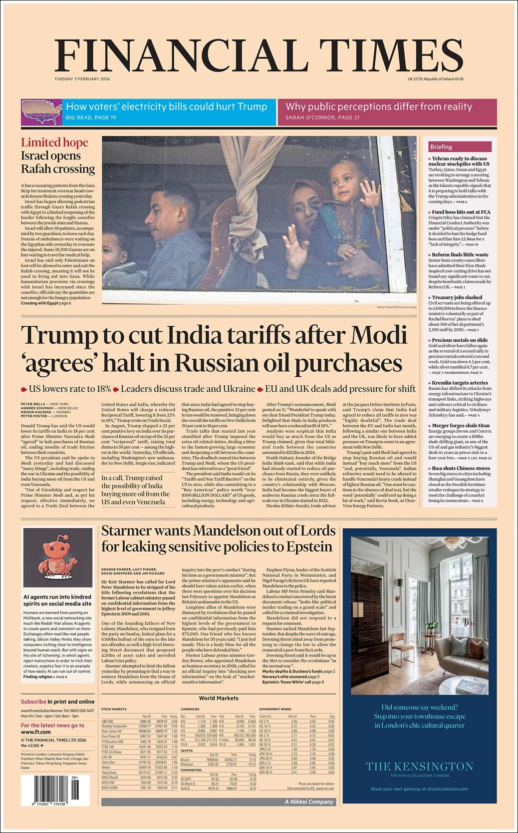 Portada de Financial Times del martes, 3 de febrero de 2026