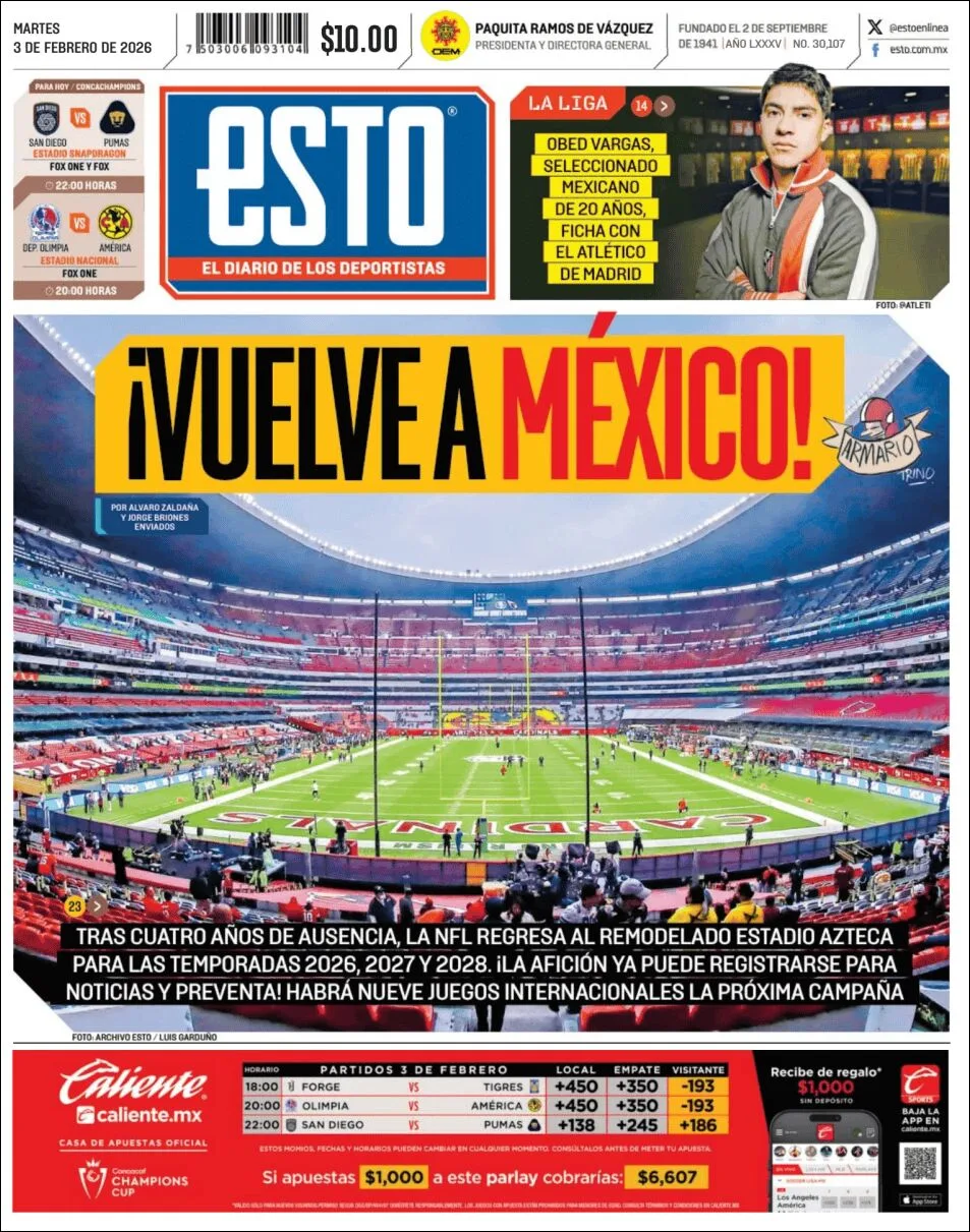 Portada de Esto del martes, 3 de febrero de 2026
