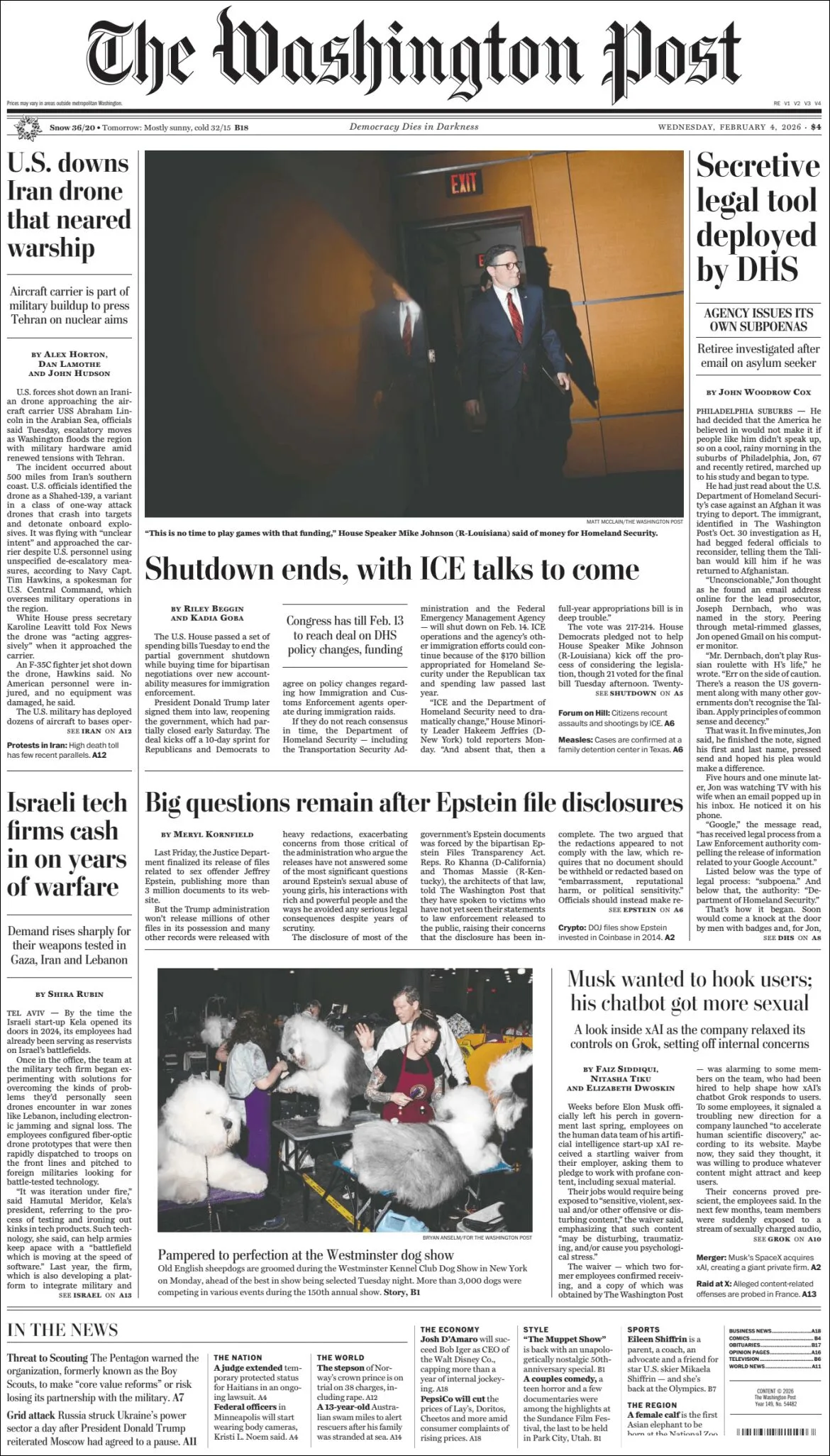 Portada de The Washington Post