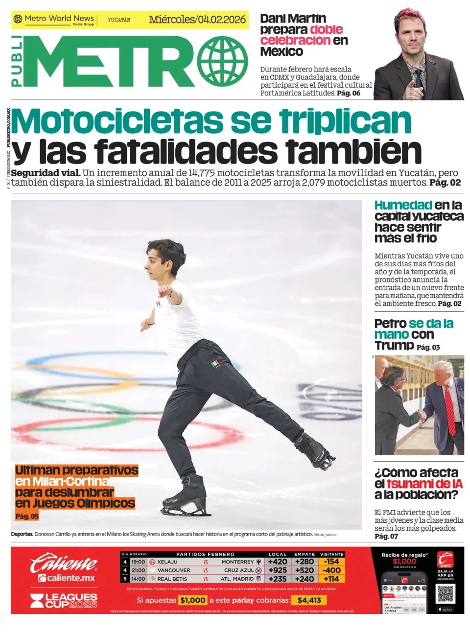 Portada de Publimetro Merida del miércoles, 4 de febrero de 2026