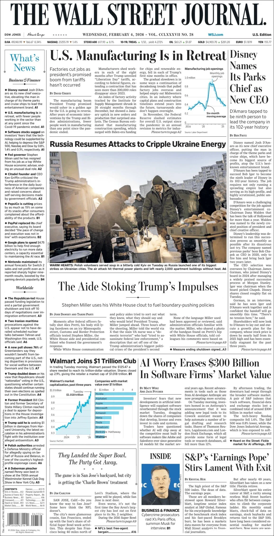 Portada de The Wall Street Journal