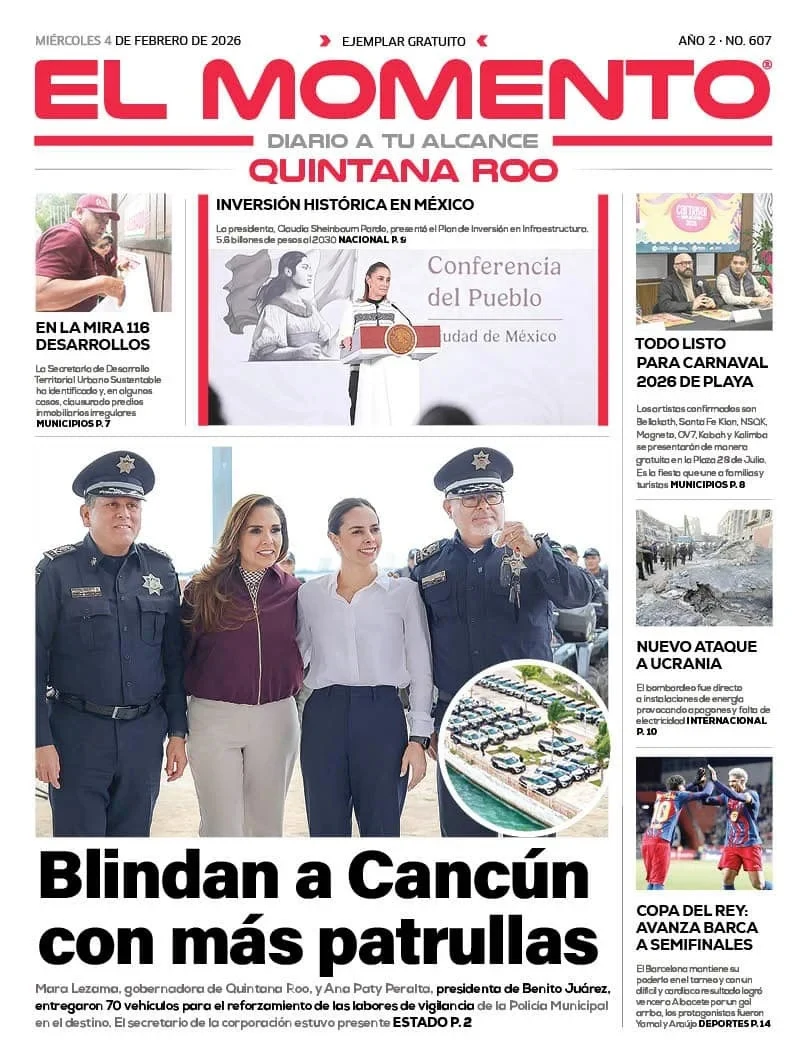 Portada de El Momento Quintana Roo del miércoles, 4 de febrero de 2026