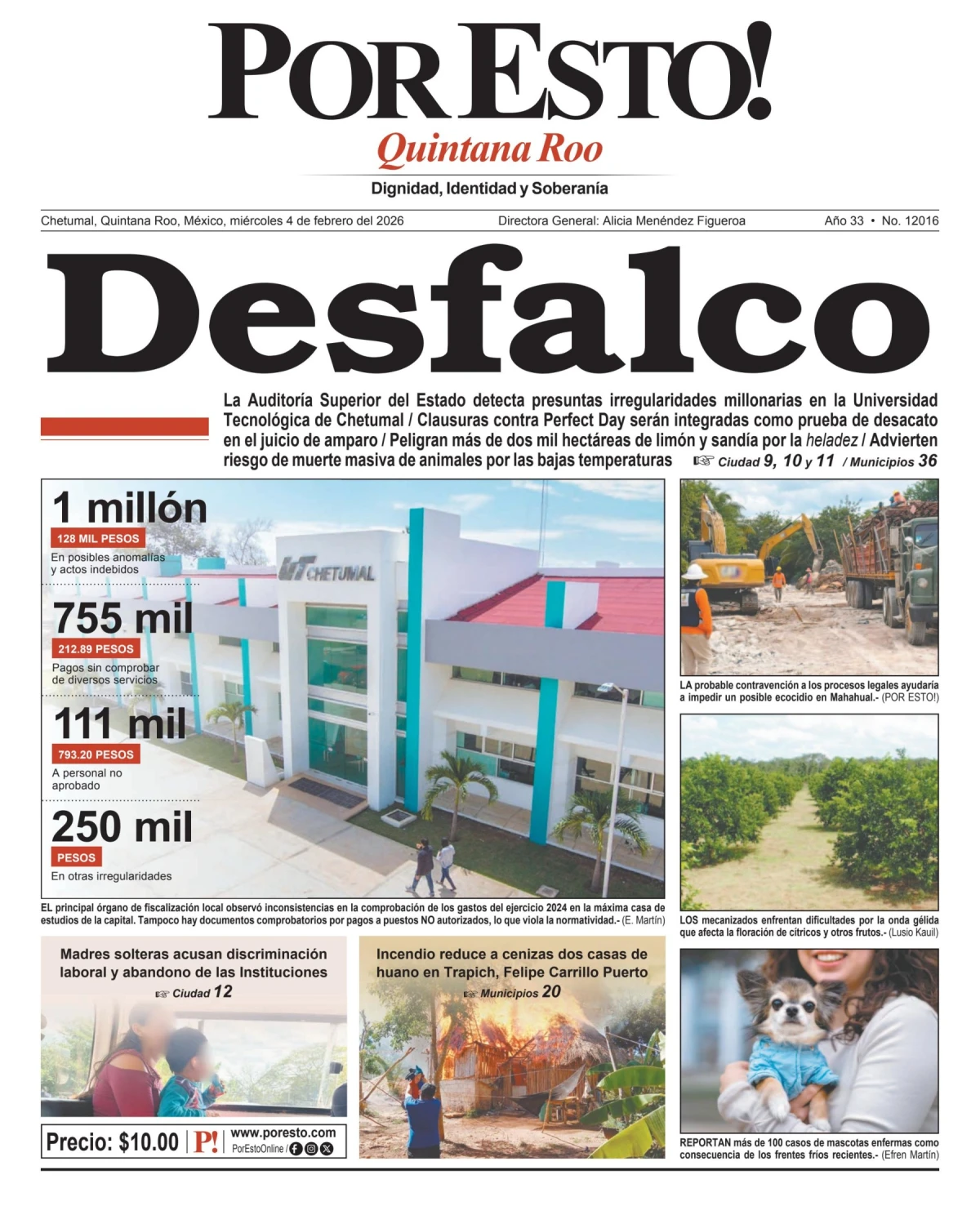 Portada de Por Esto (quintana Roo Chetumal)
