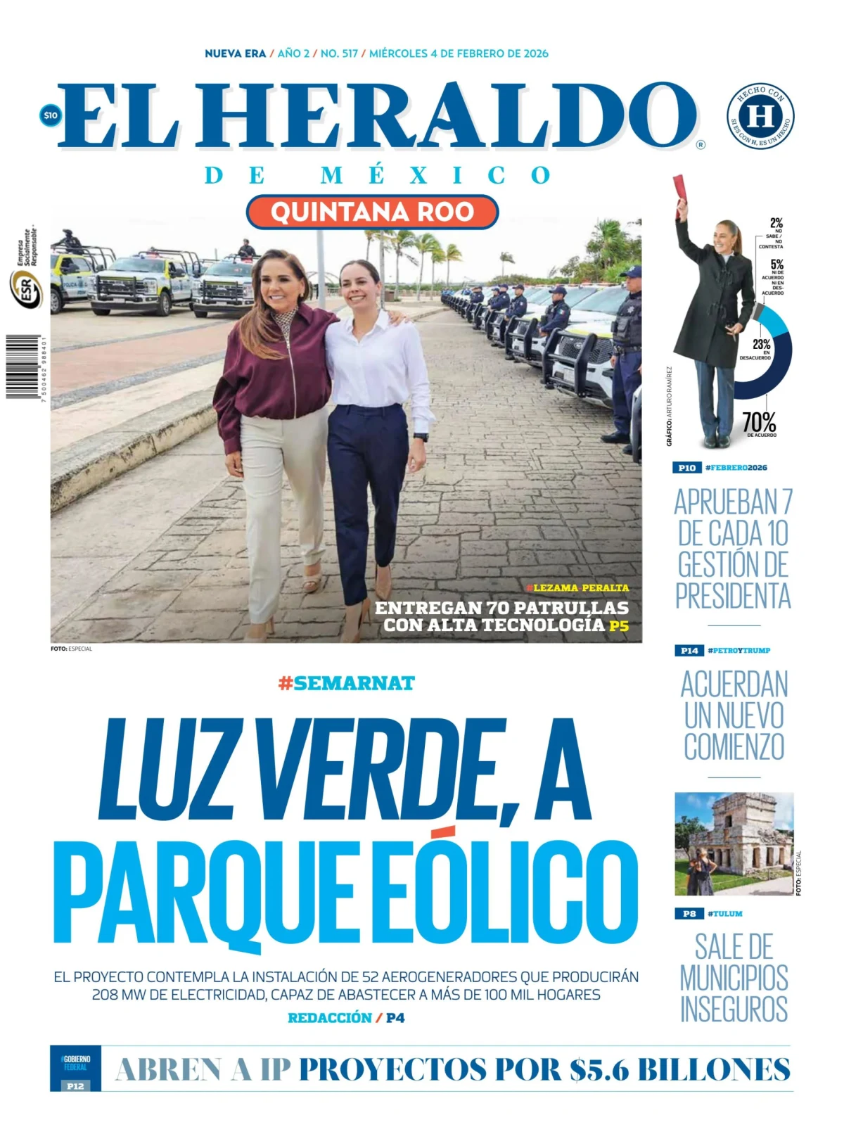 Portada de El Heraldo de Mexico - Quintana Roo