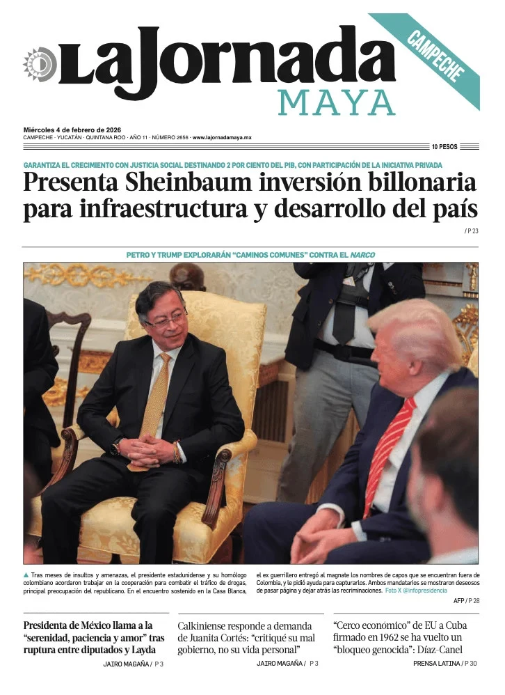Portada de La Jornada Maya Campeche del miércoles, 4 de febrero de 2026