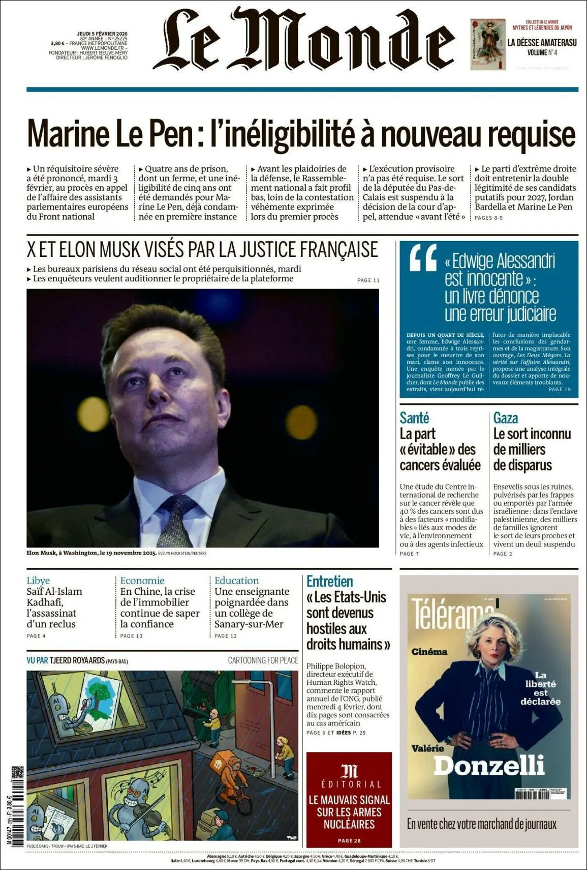 Portada de Le Monde del jueves, 5 de febrero de 2026