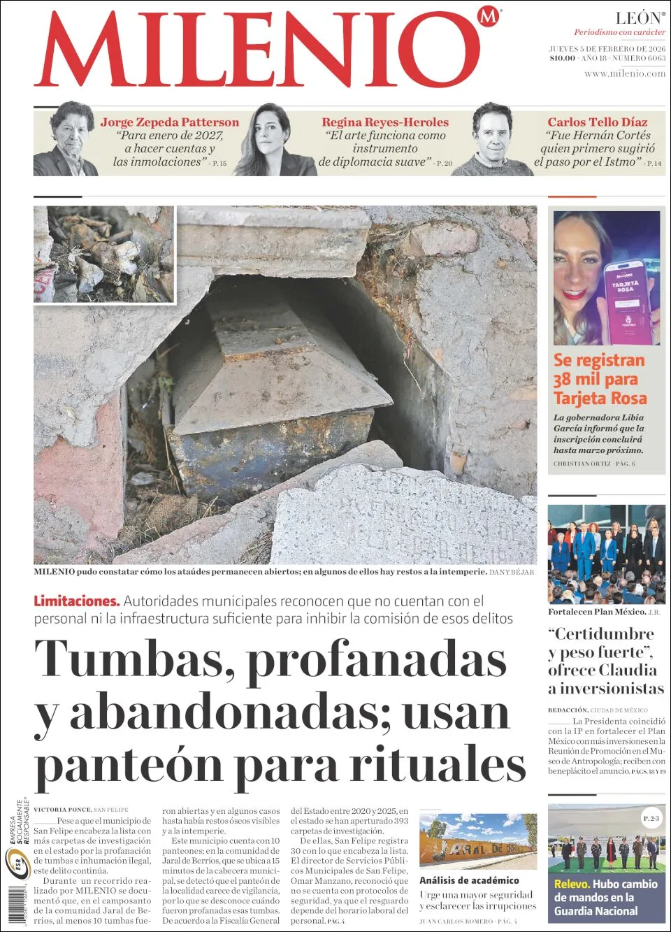 Portada de Milenio Leon del jueves, 5 de febrero de 2026