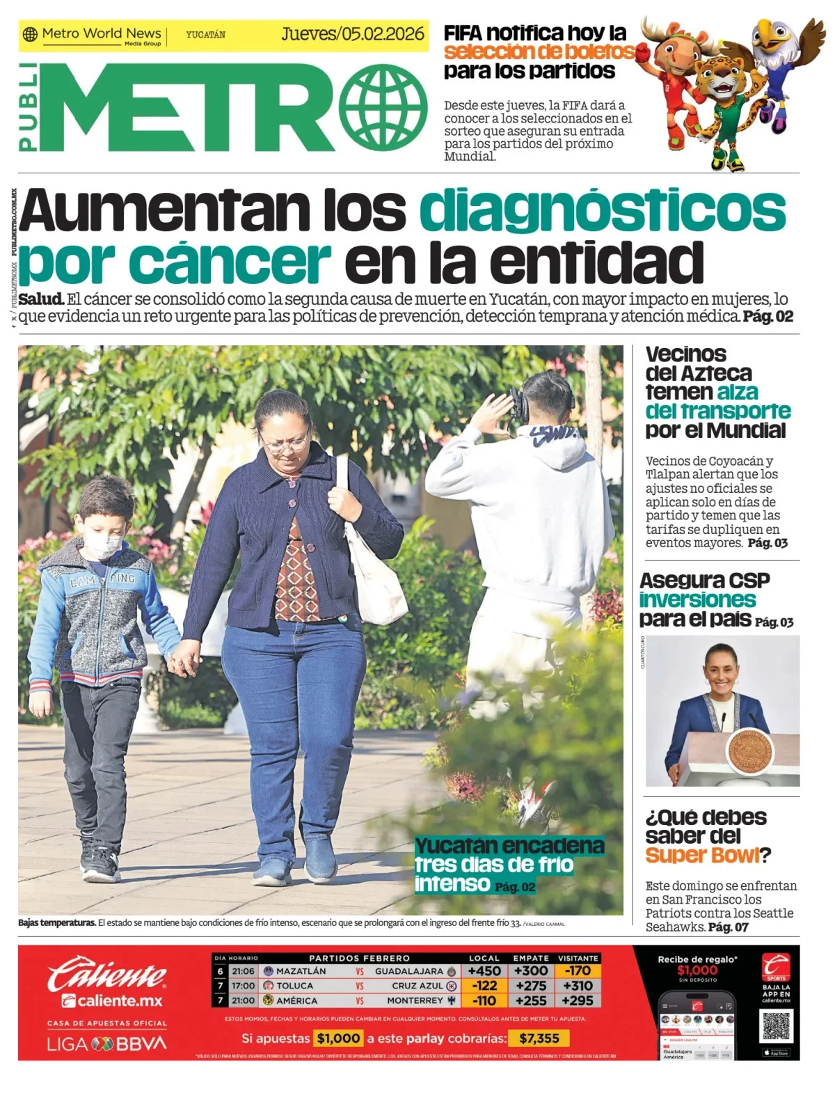 Portada de Publimetro Merida del jueves, 5 de febrero de 2026