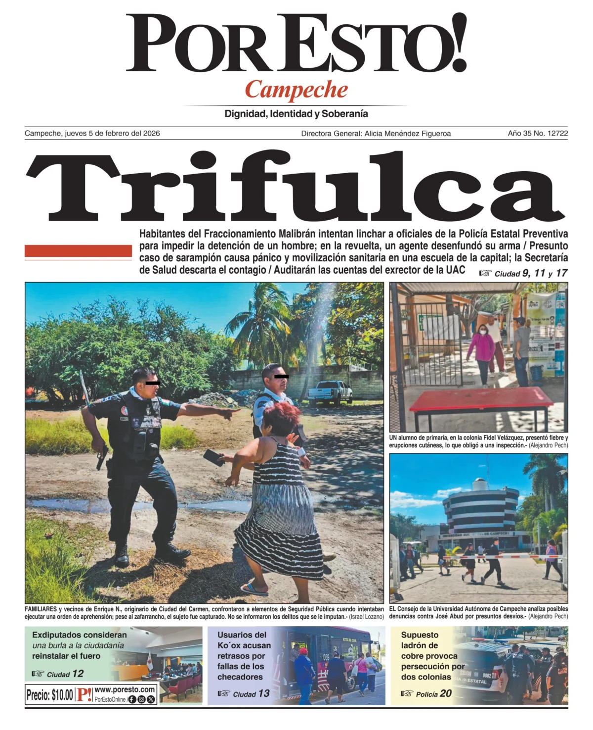 Portada de Por Esto (campeche) del jueves, 5 de febrero de 2026