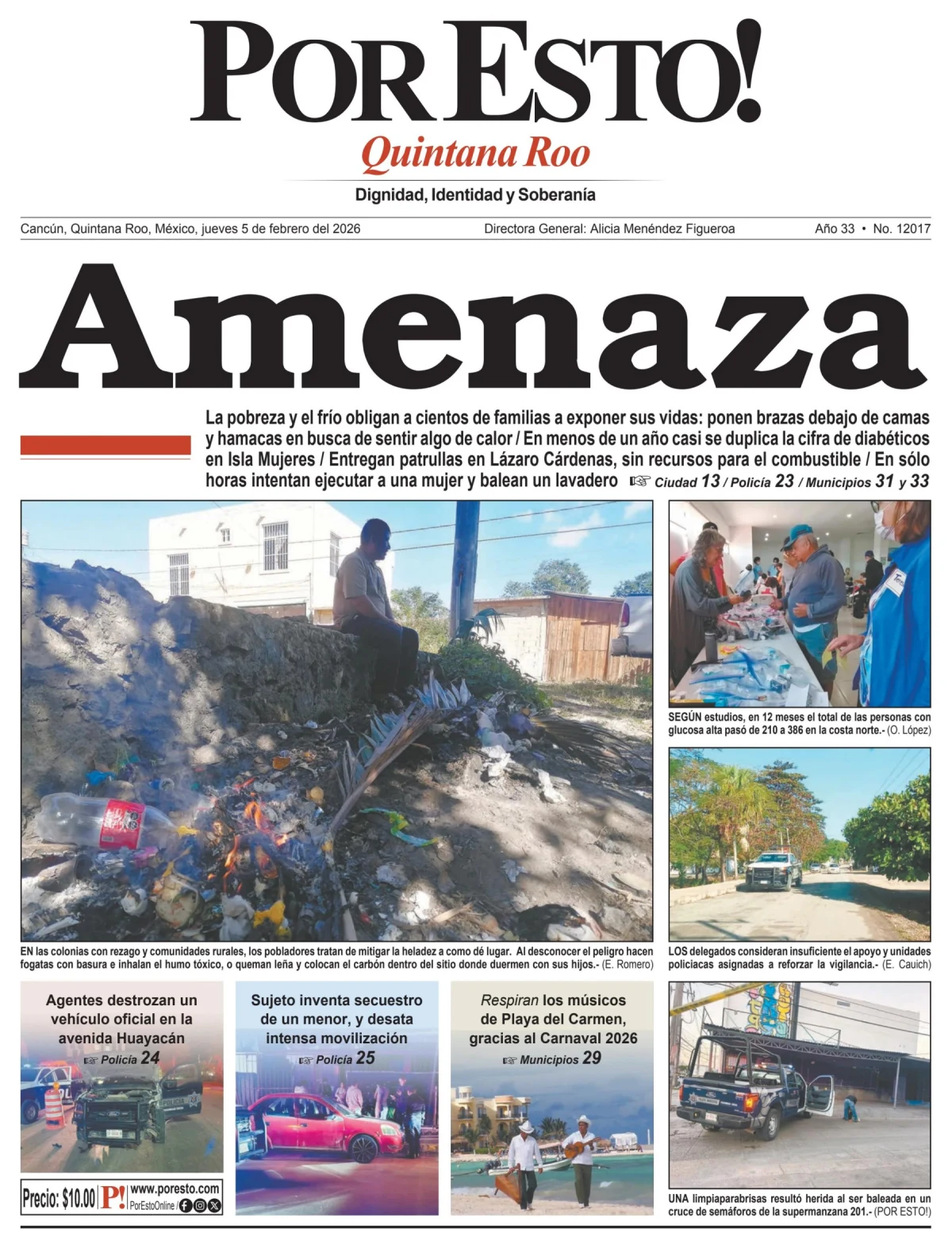 Portada de Por Esto (quintana Roo Cancun) del jueves, 5 de febrero de 2026