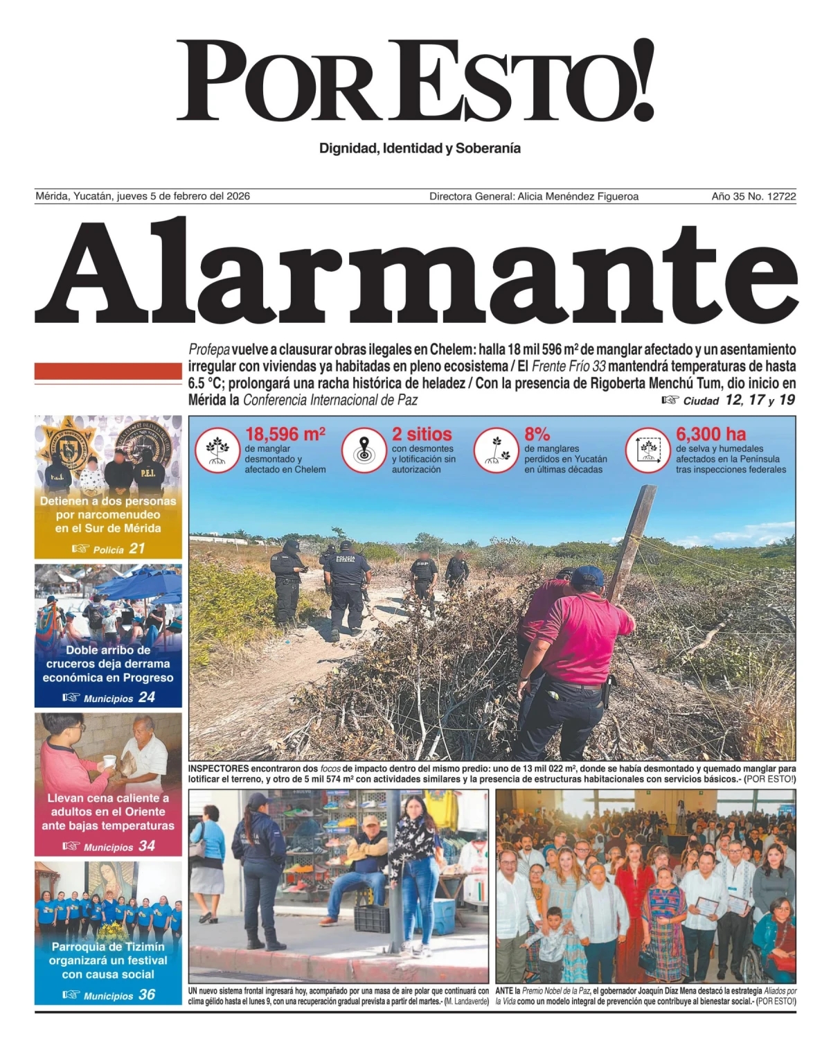 Portada de Por Esto (merida, Yucatan) del jueves, 5 de febrero de 2026