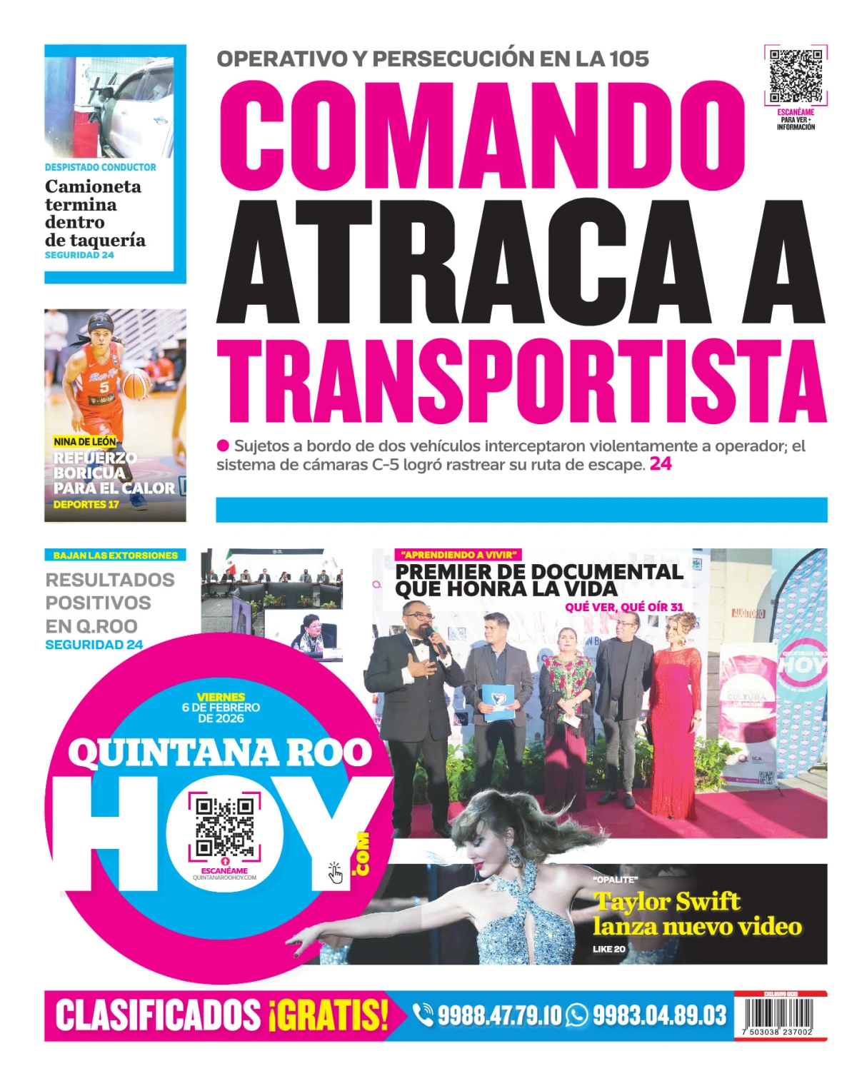 Portada de Quintana Roo Hoy (contraportada)