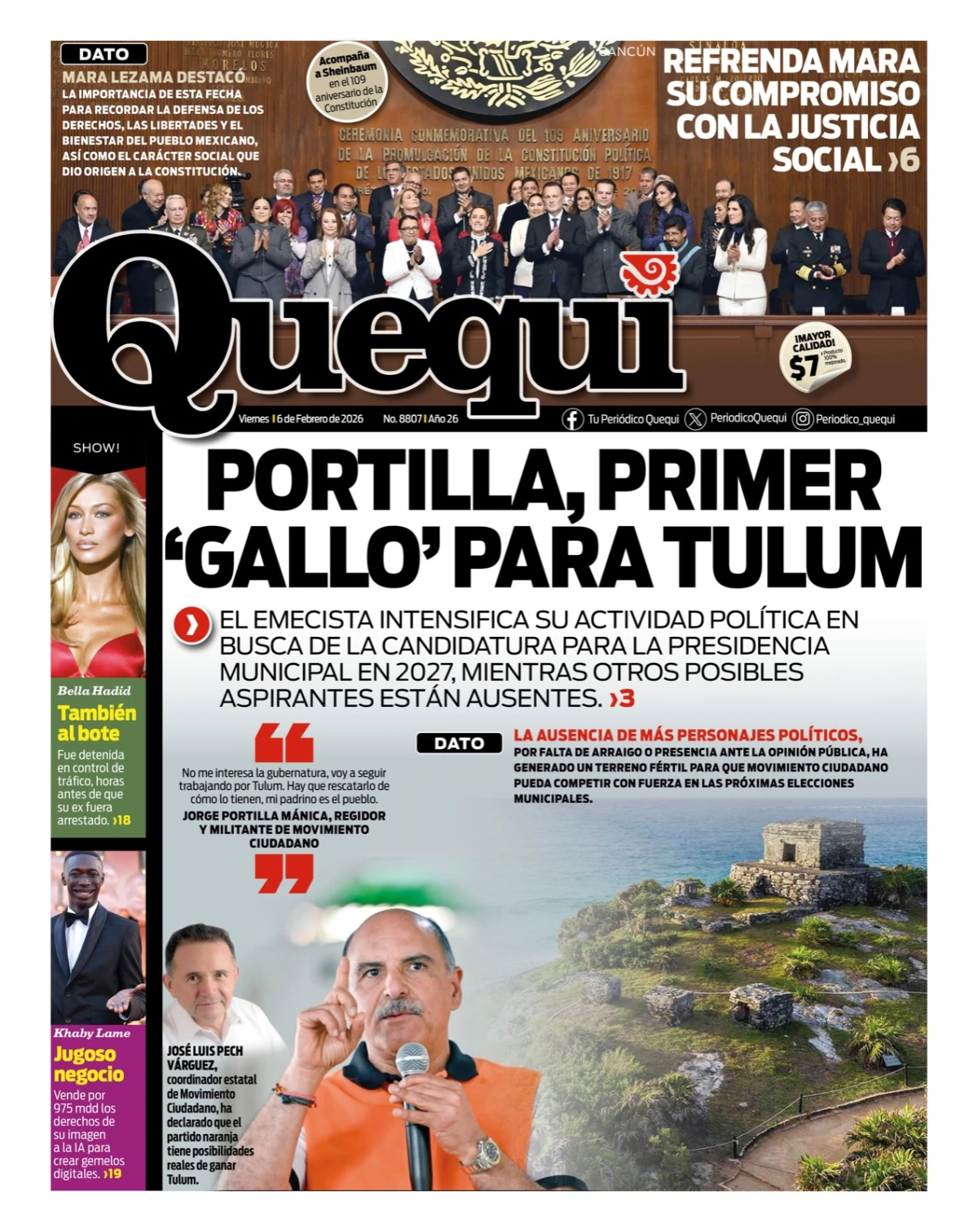 Portada de Quequi del viernes, 6 de febrero de 2026