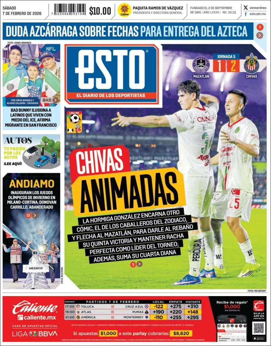 Portada de Esto del sábado, 7 de febrero de 2026