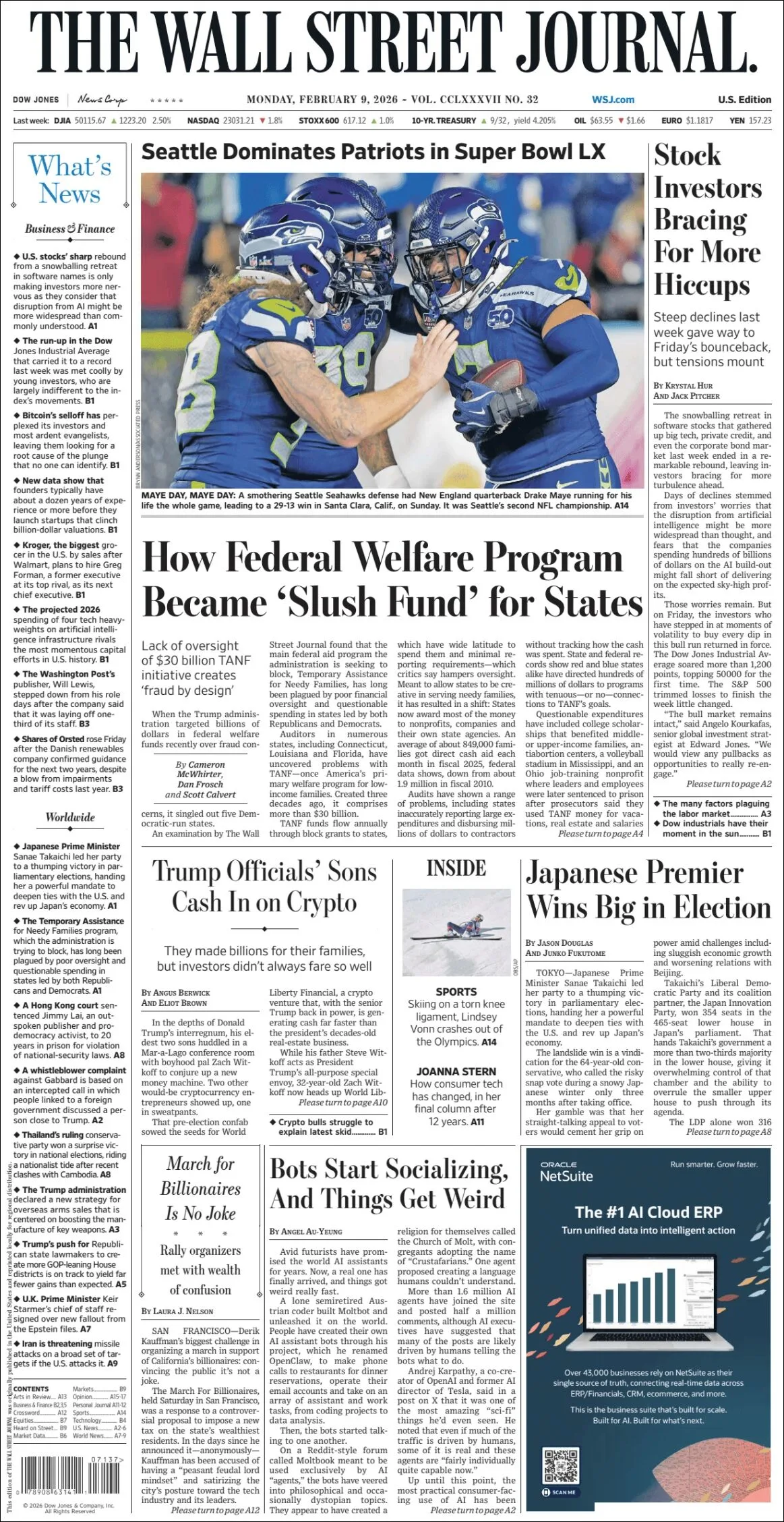 Portada de The Wall Street Journal