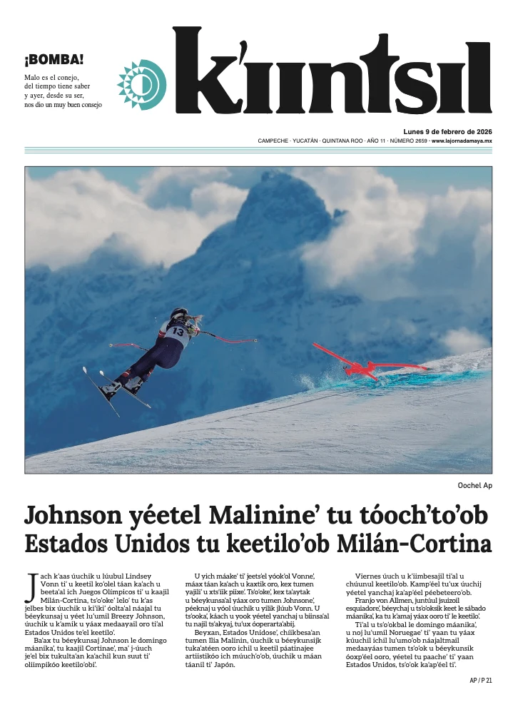 Portada de La Jornada - Kiintsil del lunes, 9 de febrero de 2026