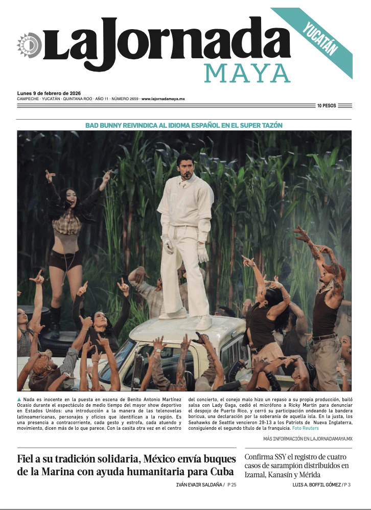 Portada de La Jornada Maya Yucatán del lunes, 9 de febrero de 2026