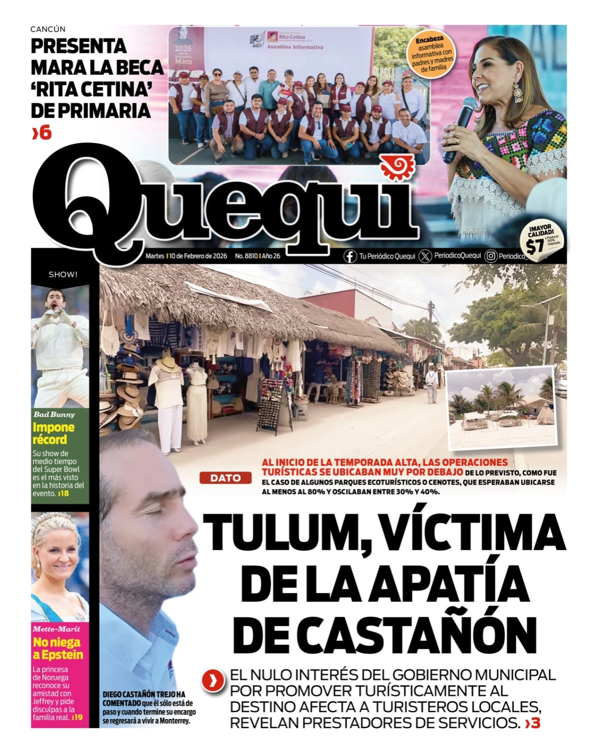 Portada de Quequi del martes, 10 de febrero de 2026
