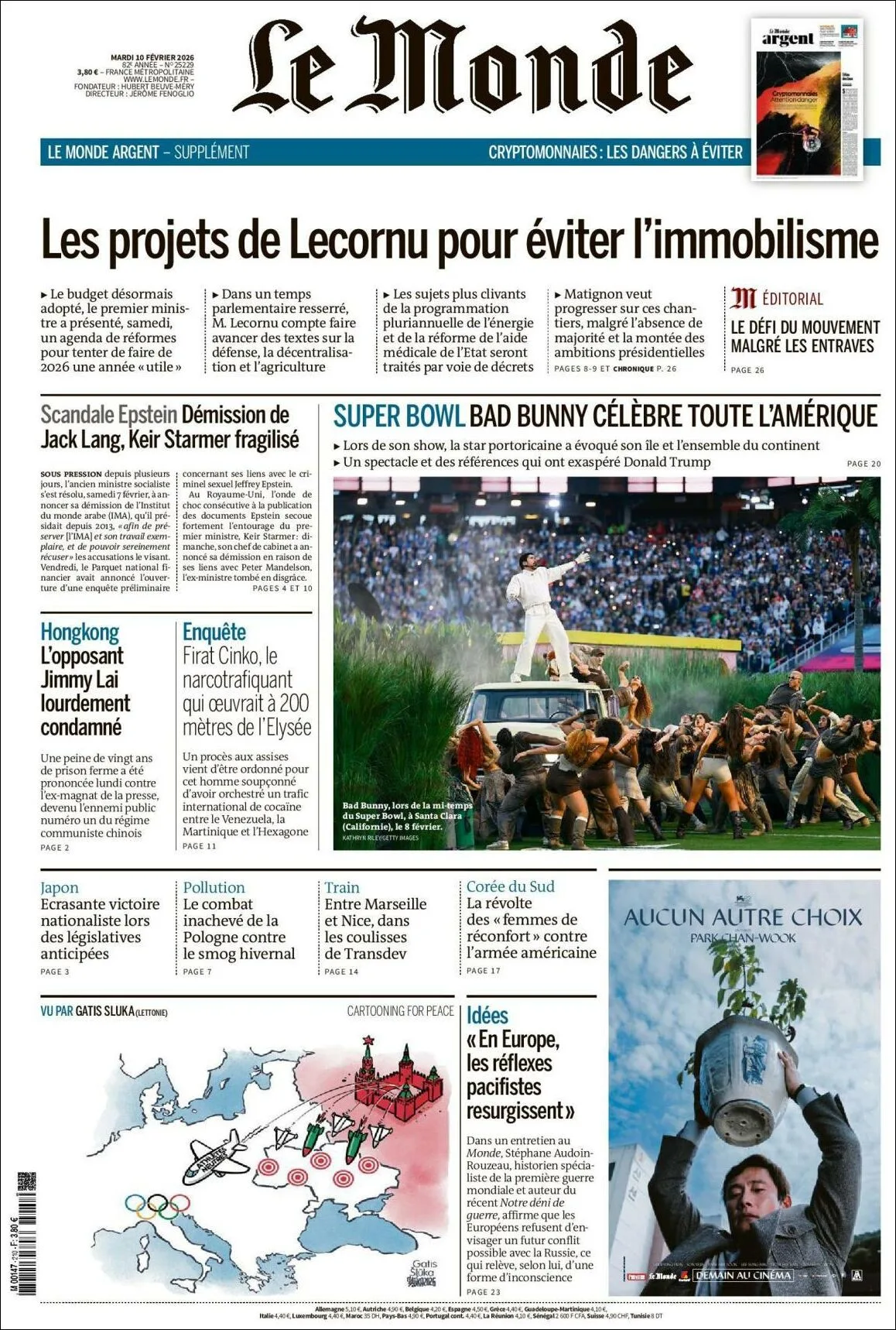 Portada de Le Monde del martes, 10 de febrero de 2026