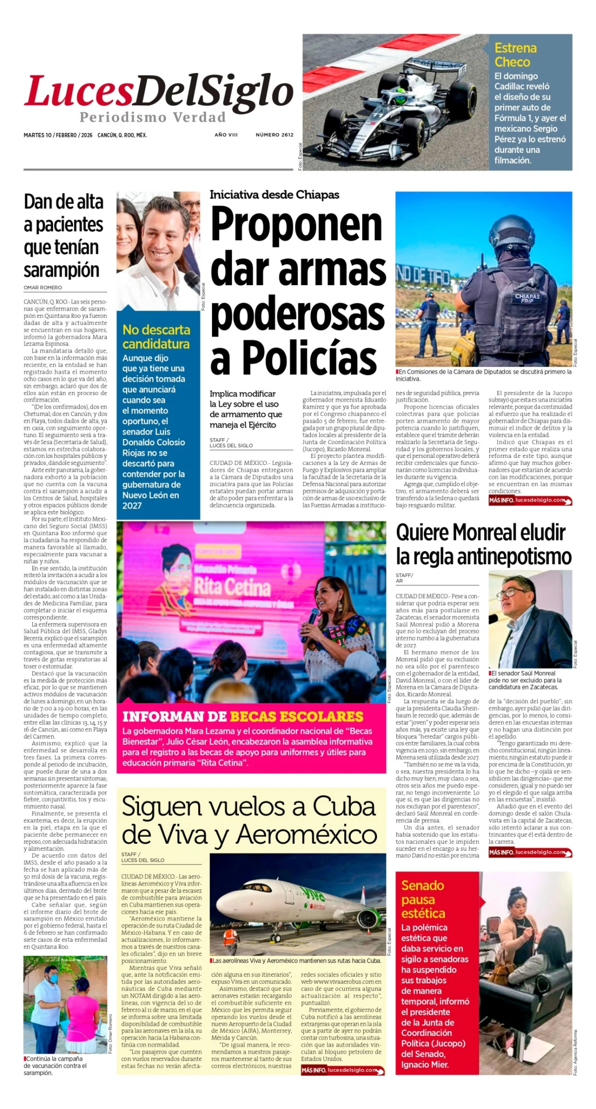 Portada de Luces del Siglo del martes, 10 de febrero de 2026