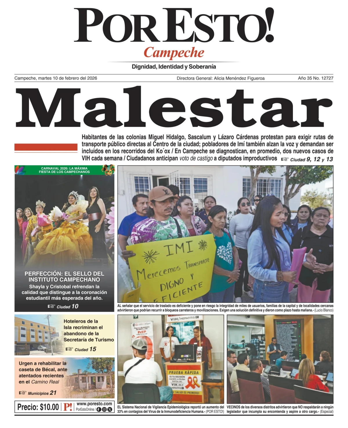 Portada de Por Esto (campeche) del martes, 10 de febrero de 2026
