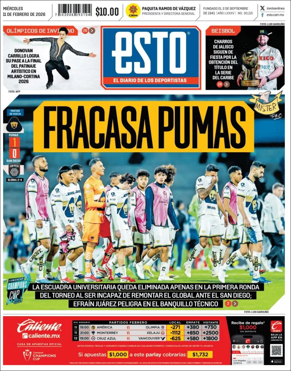 Portada de Esto del miércoles, 11 de febrero de 2026