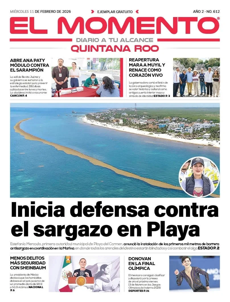 Portada de El Momento Quintana Roo del miércoles, 11 de febrero de 2026