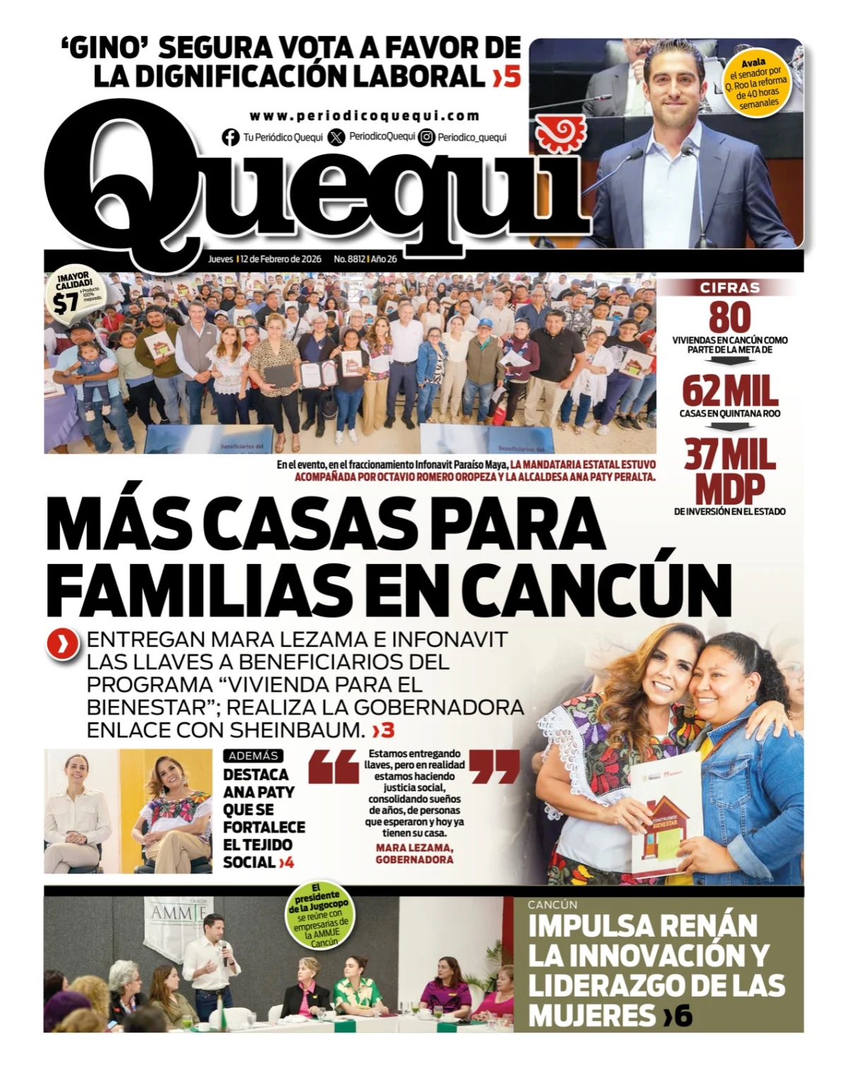 Portada de Quequi del jueves, 12 de febrero de 2026