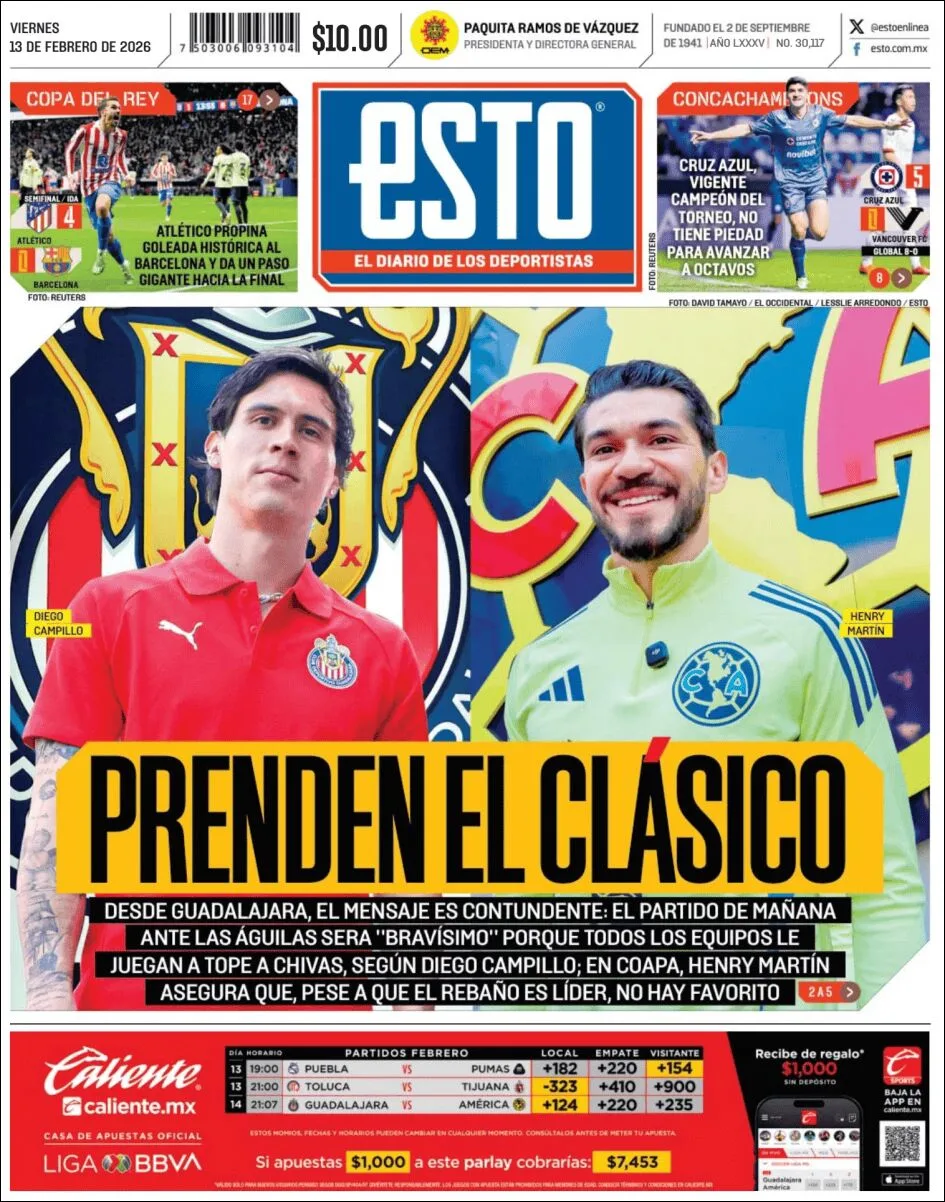 Portada de Esto del viernes, 13 de febrero de 2026
