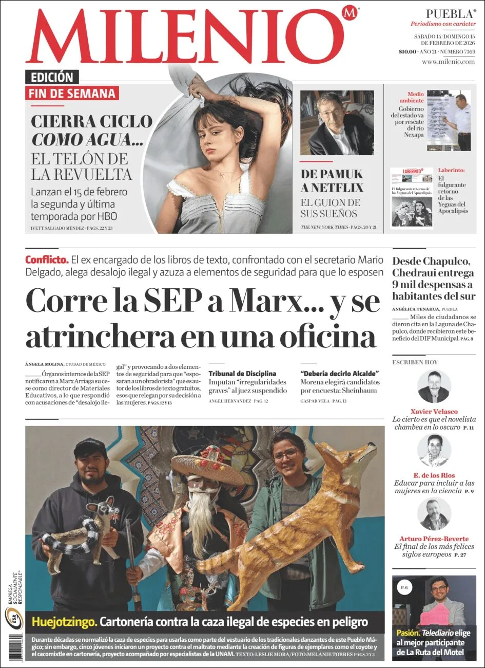Portada de Milenio Puebla del sábado, 14 de febrero de 2026