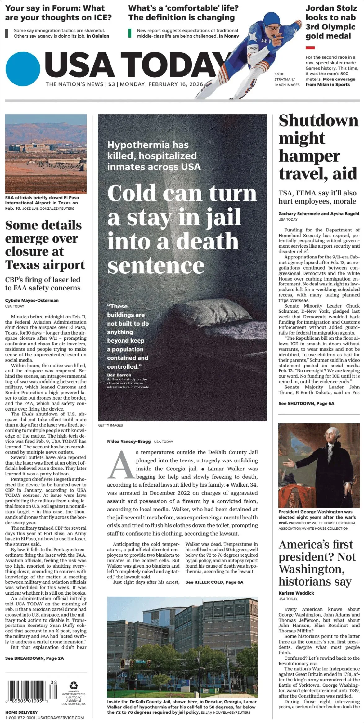Portada de Usa Today